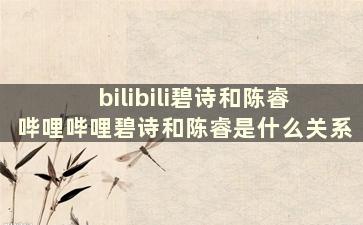 bilibili碧诗和陈睿 哔哩哔哩碧诗和陈睿是什么关系